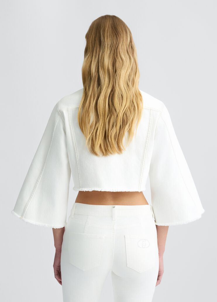 Cropped denim jacket white wool Liu Jo - large image number 1 Cropped denim jacket white wool Liu Jo - large image number 1