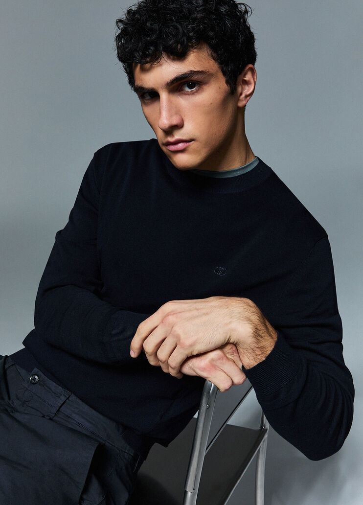 <li> Pullover aus Baumwoll-Cr&ecirc;pe </li>
 Dunkelblau Liu Jo - medium