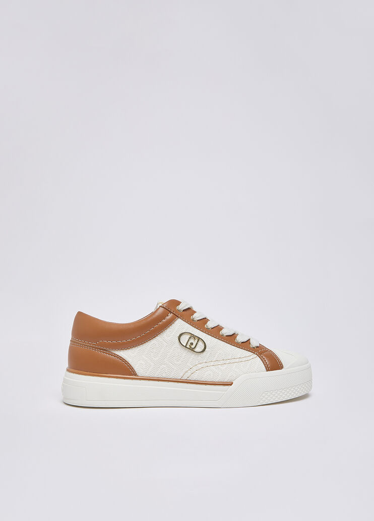 Sneakers avec logo monogramme blanc et marron Liu Jo - medium