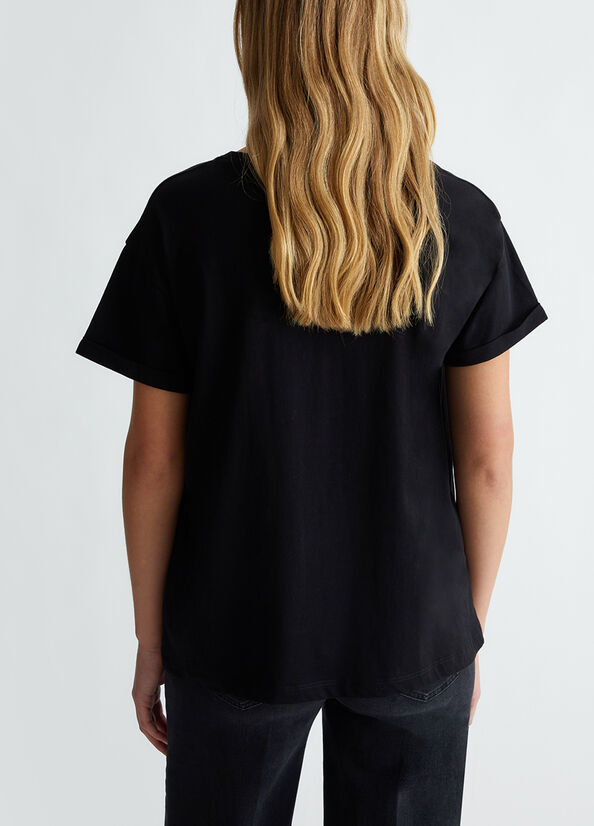 Camiseta de punto con bolsillo negro Liu Jo - large image number 1