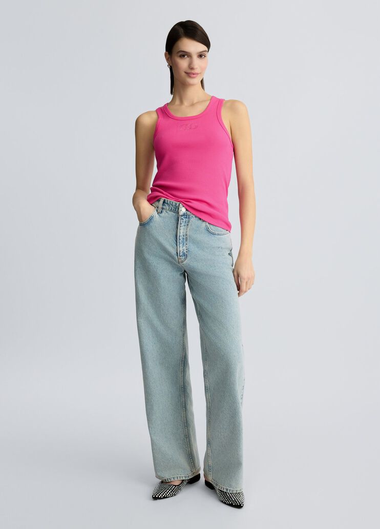 Cotton top with logo pink Liu Jo - large image number 5 Cotton top with logo pink Liu Jo - large image number 5