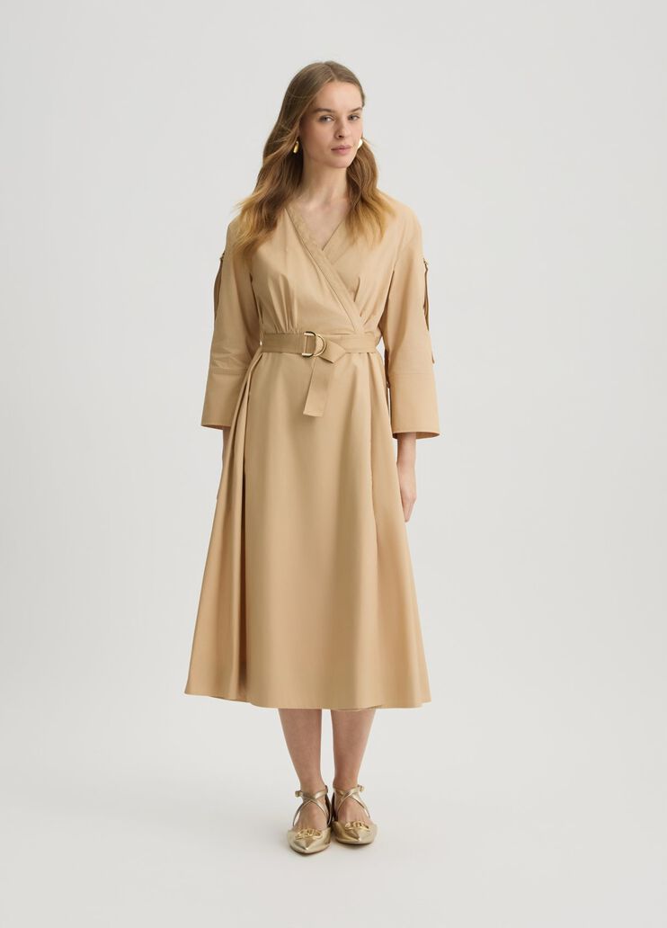 Cotton dress with belt beige Liu Jo - large image number 0 Cotton dress with belt beige Liu Jo - large image number 0