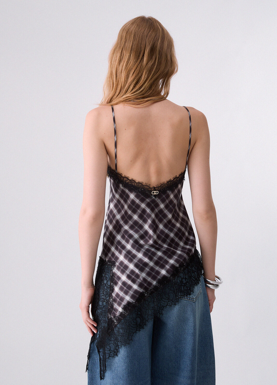 Top with Lace Detail chequered brown Liu Jo - large image number 1