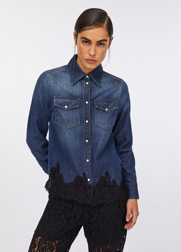 Denim shirt with lace dark blue denim Liu Jo - medium Denim shirt with lace dark blue denim Liu Jo - medium
