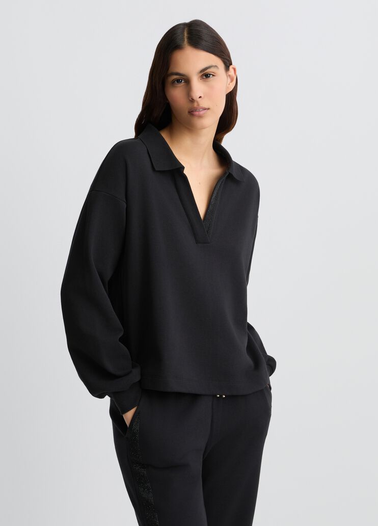 Black sweatshirt with rhinestones black Liu Jo - large image number 0 Black sweatshirt with rhinestones black Liu Jo - large image number 0