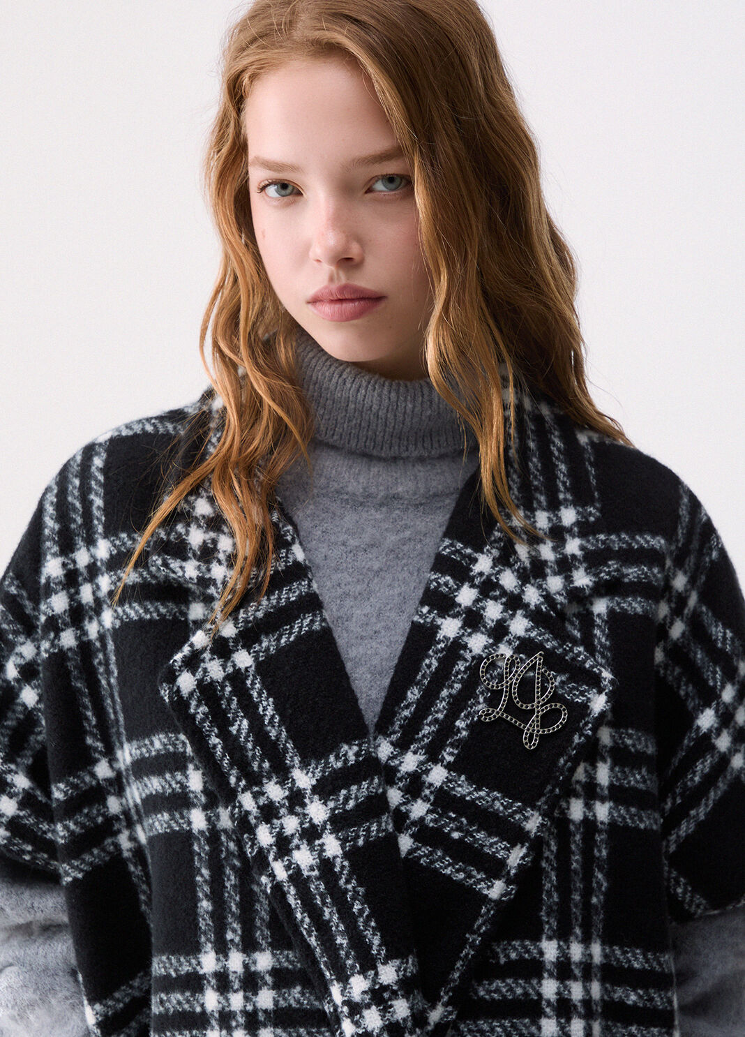 Poncho lang Jacquard schwarz Liu Jo - large image number 4