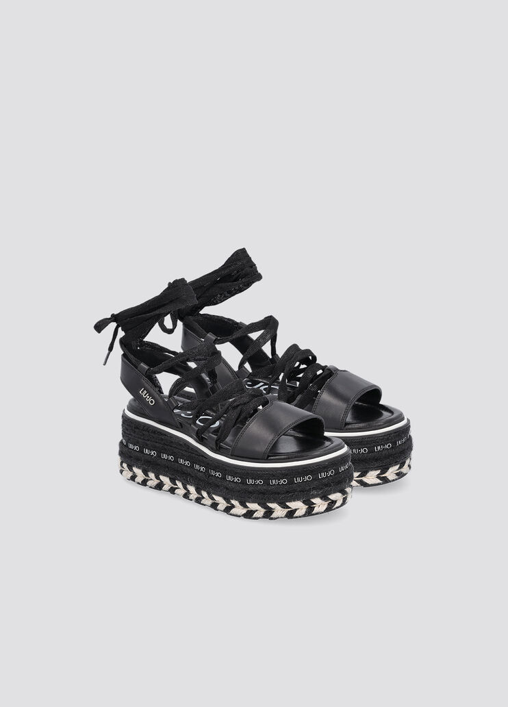 Platform sandals with laces black Liu Jo - large image number 1