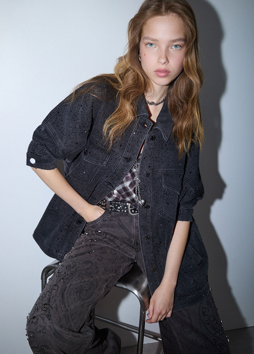 Oversized jacket with rhinestones black Liu Jo - large image number 3