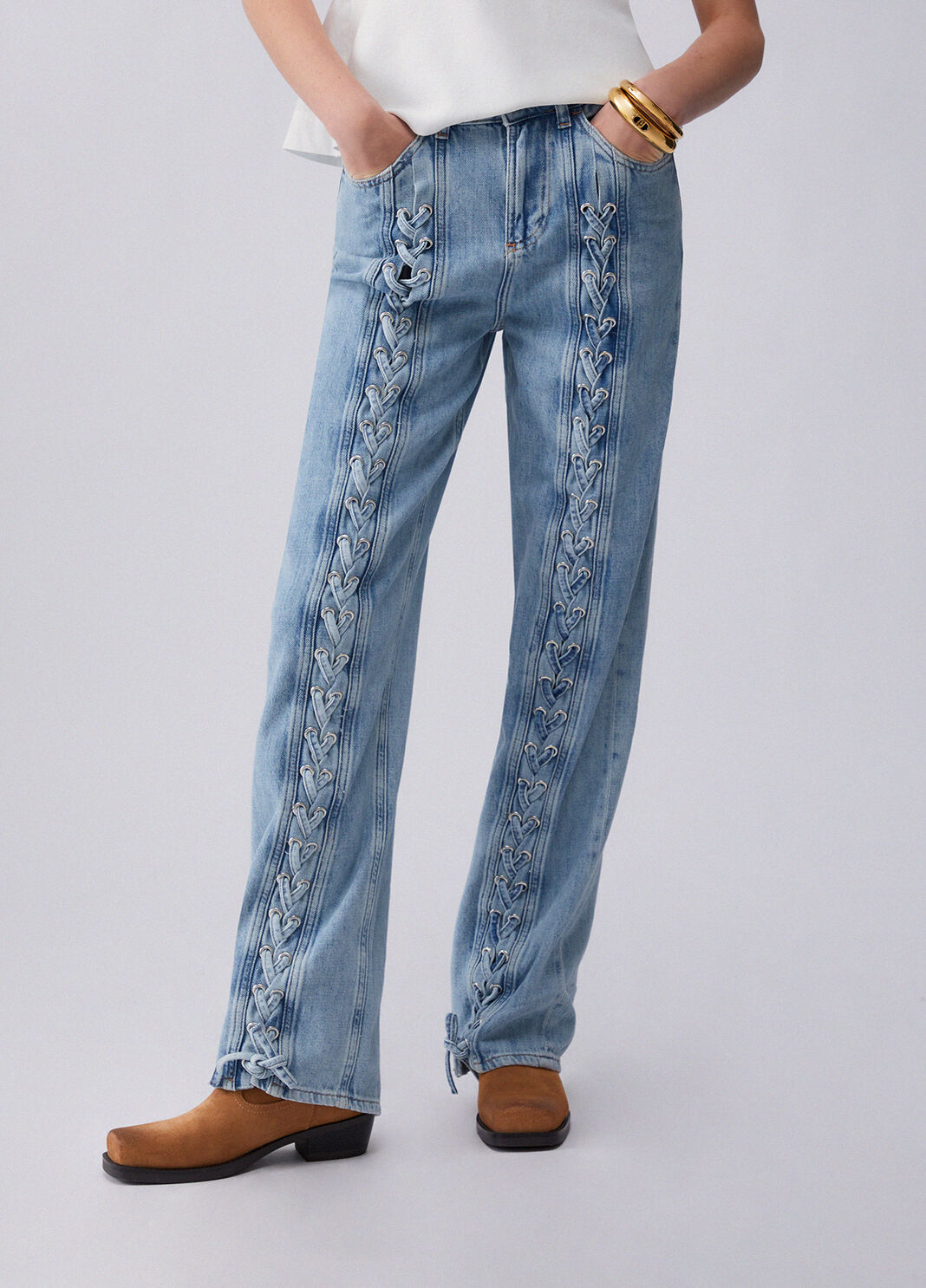 Flared jeans with braiding light denim Liu Jo - large image number 0