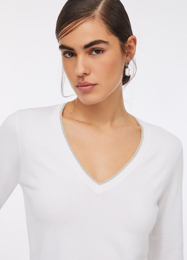 V-neck jumper white wool Liu Jo - medium