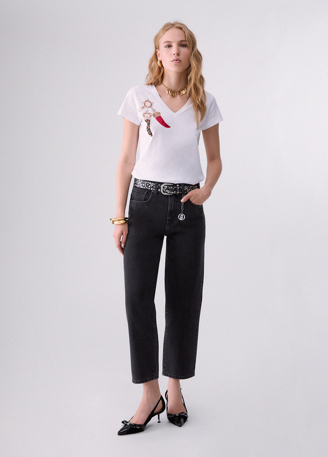 Boyfriend jeans with rips black denim Liu Jo - large image number 5