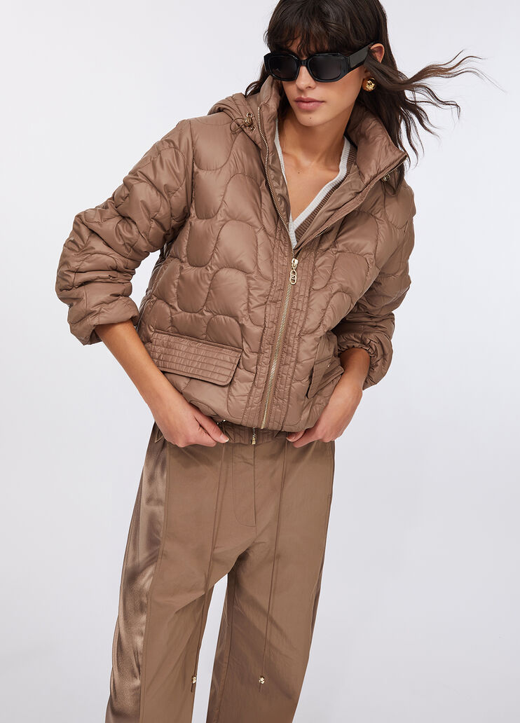 Quilted nylon short coat milk chocolate Liu Jo - medium Quilted nylon short coat milk chocolate Liu Jo - medium