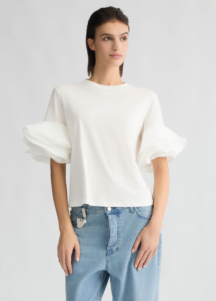 White T-shirt with flounced detailing white Liu Jo - medium White T-shirt with flounced detailing white Liu Jo - medium