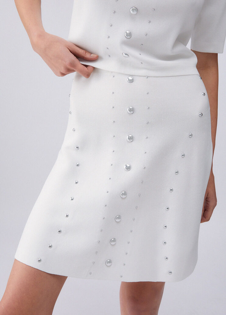 Knit skirt with studs white wool Liu Jo - large image number 4