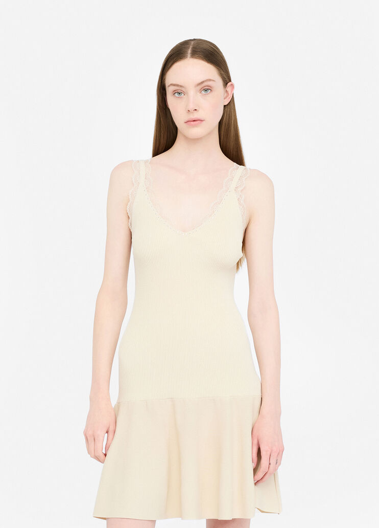 Короткое платье с кружевными деталями светло-бежевый Liu Jo - medium