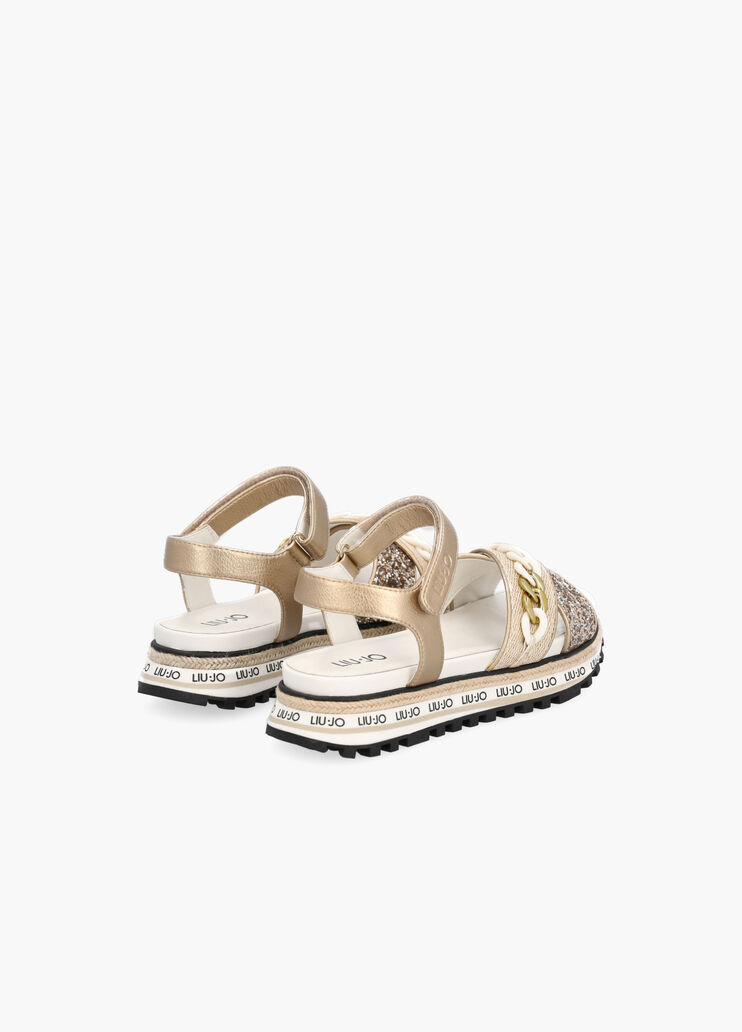 Platform sandals with jewel chain platinum Liu Jo - large image number 1
