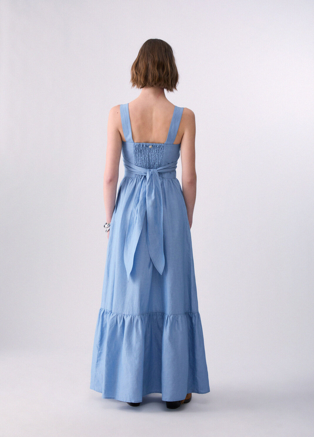 Langes Kleid aus Leinengemisch Hellblau Liu Jo - large image number 1