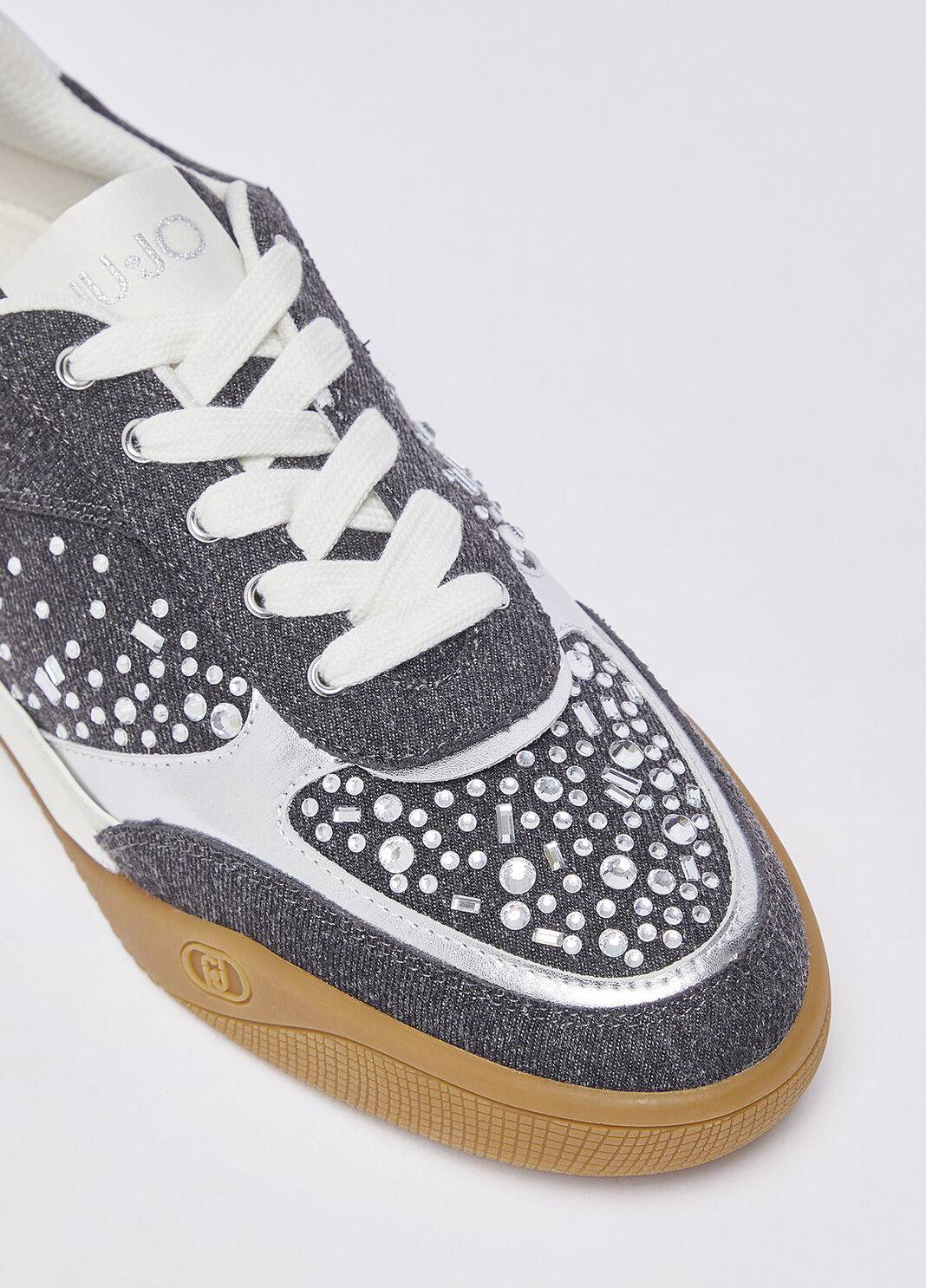 Sneakers en denim et pierres fantaisie gris Liu Jo - large image number 5