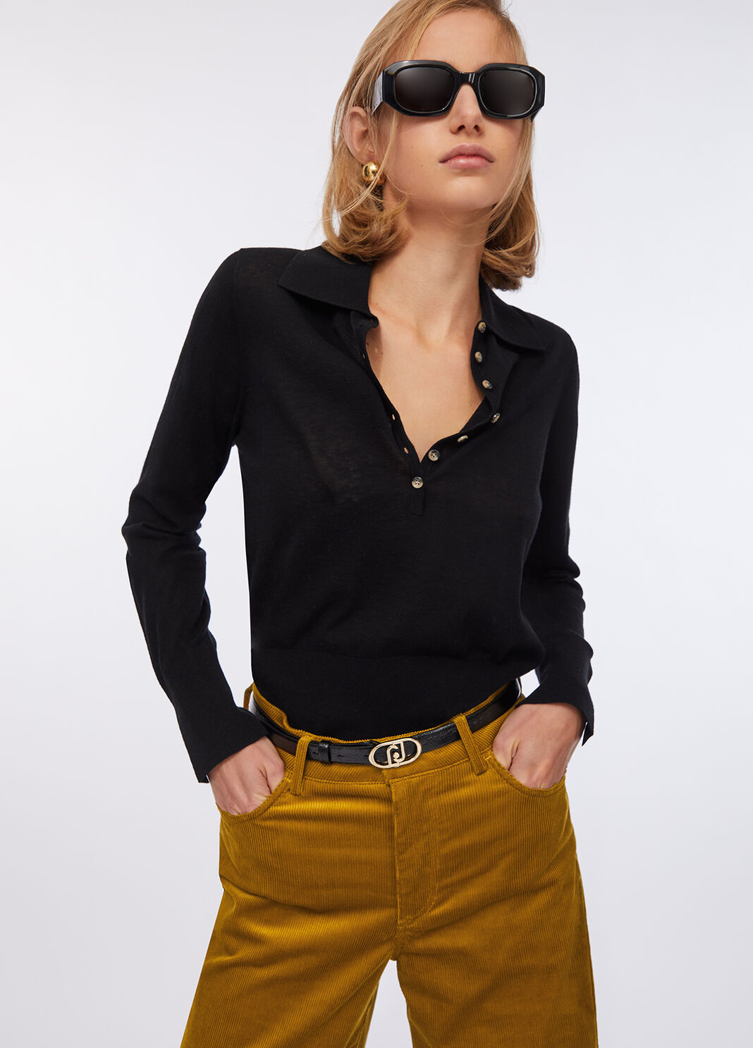 Poloshirt aus Baumwolle und Cashmere Schwarz Liu Jo - large image number 4