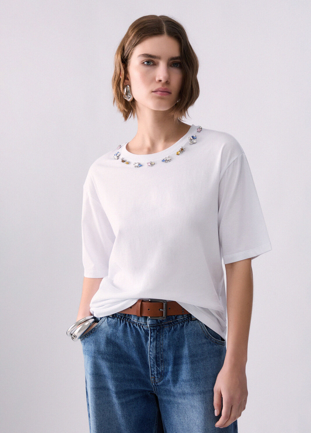 T-shirt mit Schmuckstickereien Wei&szlig; Liu Jo - large image number 0