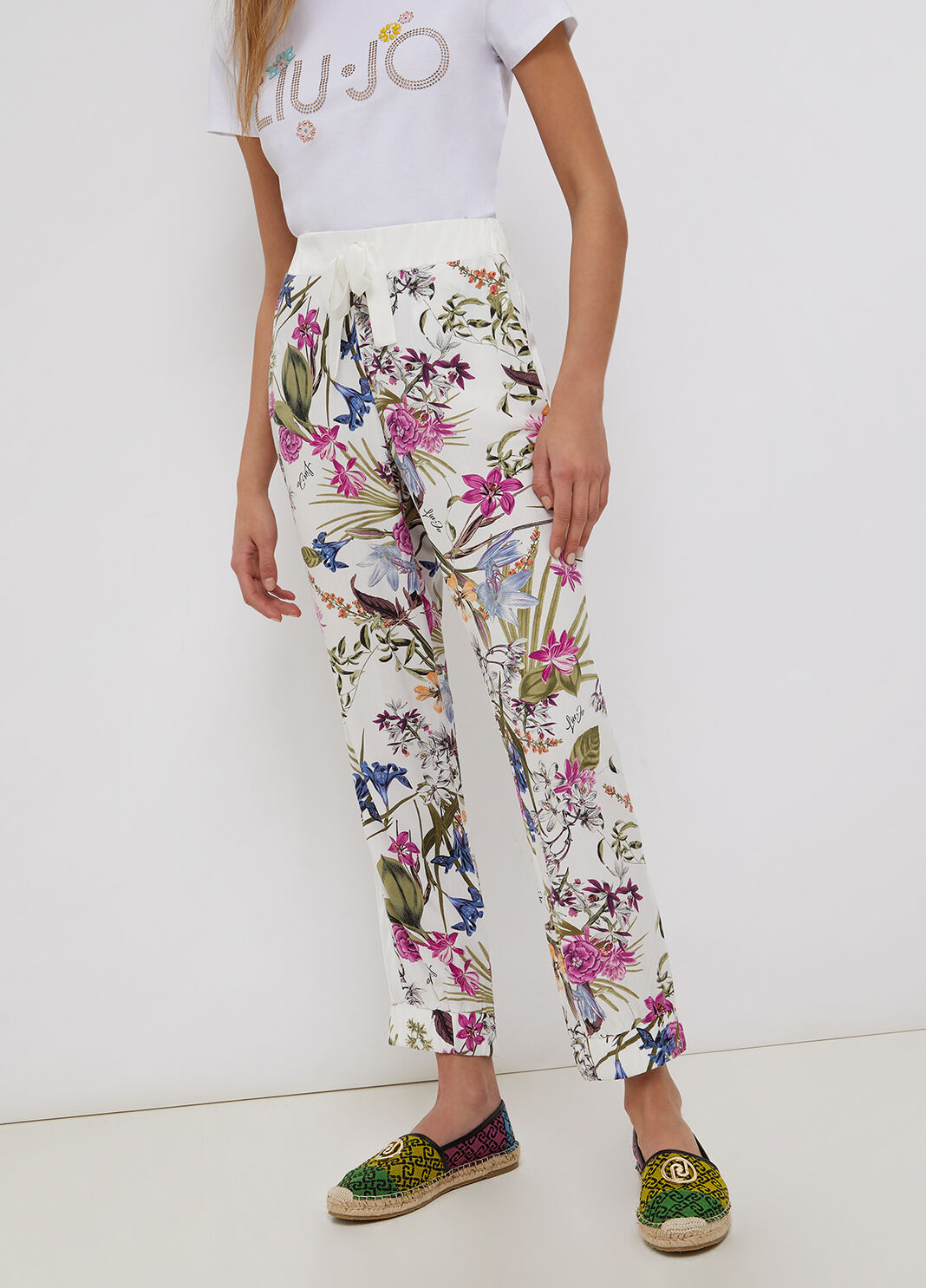 Pantalone joggers a fiori bianco Liu Jo - large image number 0
