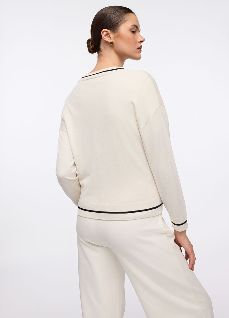 Cardigan avec zip et strass blanc Liu Jo - large image number 1