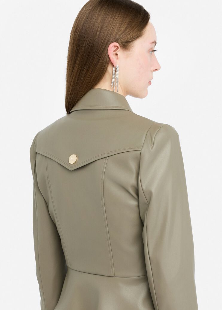 Slim-fit jacket with coated effect asparagus Liu Jo - large image number 4 Slim-fit jacket with coated effect asparagus Liu Jo - large image number 4