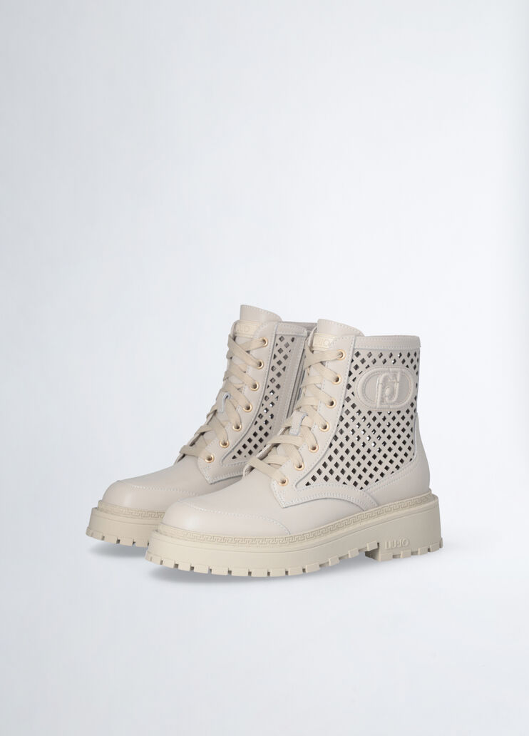 Perforated leather combat boots beige Liu Jo - large image number 2 Perforated leather combat boots beige Liu Jo - large image number 2