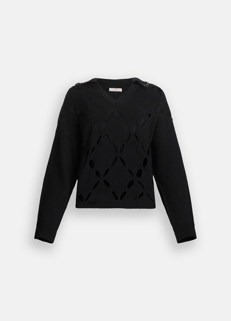 100% wool jumper with bejewelled embroidery black Liu Jo - large image number 6