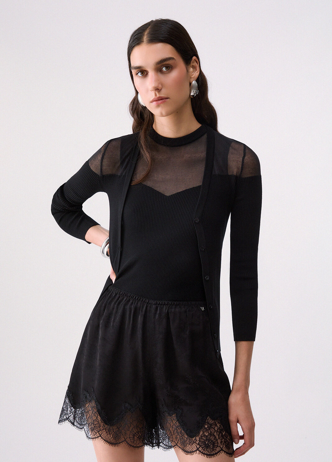 Cardigan with see-through inserts black Liu Jo - large image number 0