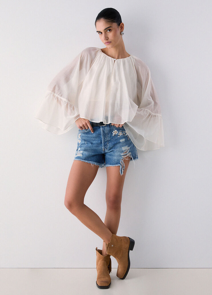 Denim shorts with embroidered jewels blue denim Liu Jo - medium