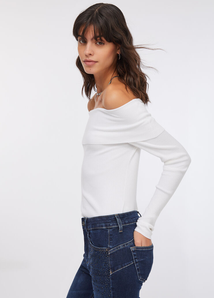 Off-the-shoulder jumper white wool Liu Jo - medium