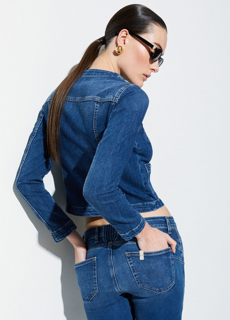 Giacca in denim con bottoni logati denim blu scuro Liu Jo - medium
