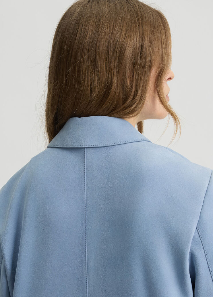 Suede boxy jacket light blue Liu Jo - large image number 4 Suede boxy jacket light blue Liu Jo - large image number 4