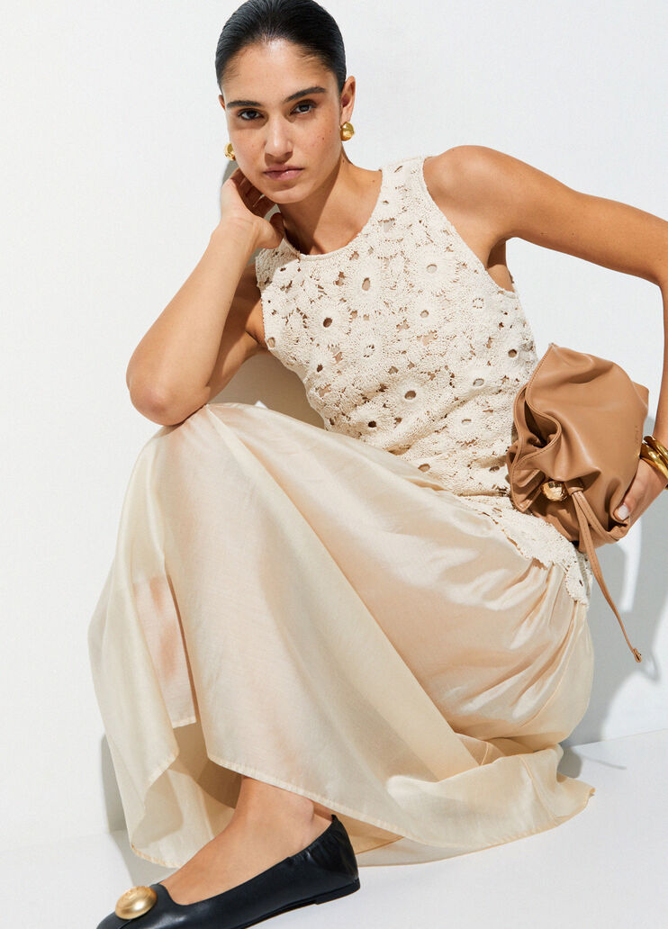 Langes Kleid aus Makramee Creme Liu Jo - medium