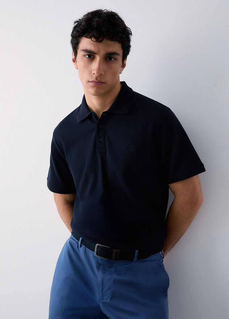 Poloshirt aus Piqu&eacute; Dunkelblau Liu Jo - medium
