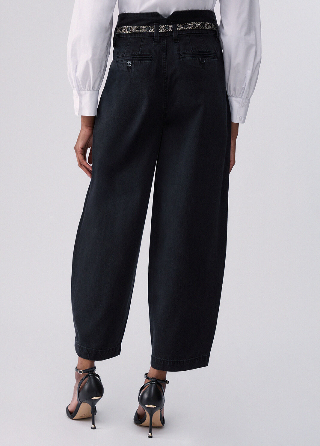 Balloon trousers with embroidered belt black denim Liu Jo - large image number 1