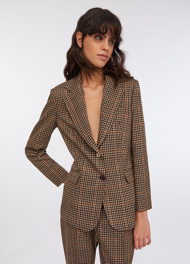 Chaqueta oversize de cuadros beige Liu Jo - large image number 0