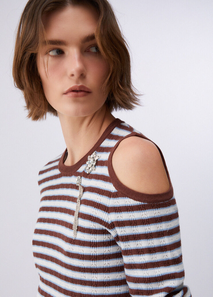 Striped jumper with cut-outs brown Liu Jo - medium