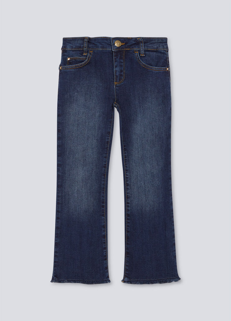 with Jeans frayed hems