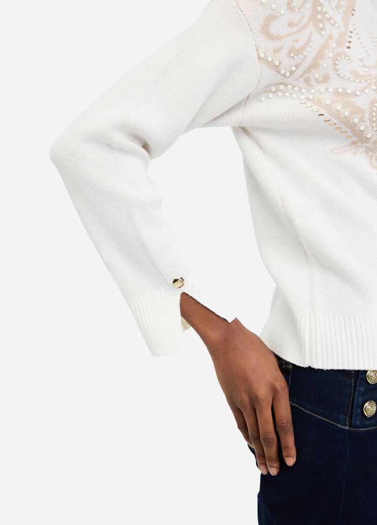 Pull jacquard en laine blanc Liu Jo - large image number 4
