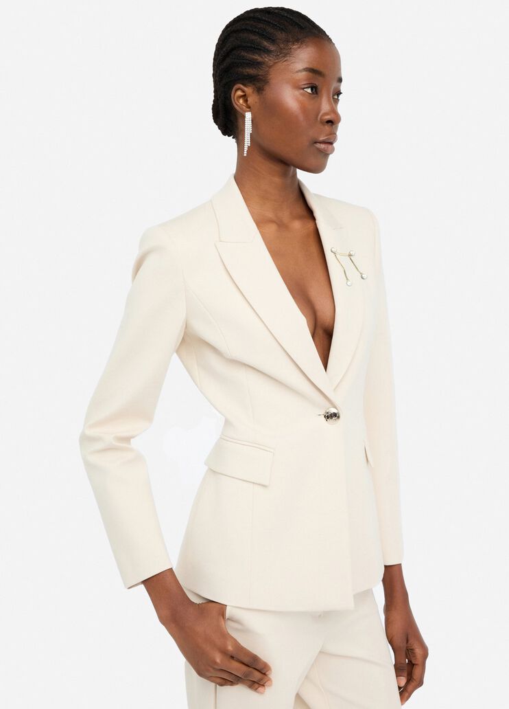 Blazer avec broche ornée de pierres blanc Liu Jo - large image number 3 Blazer avec broche ornée de pierres blanc Liu Jo - large image number 3