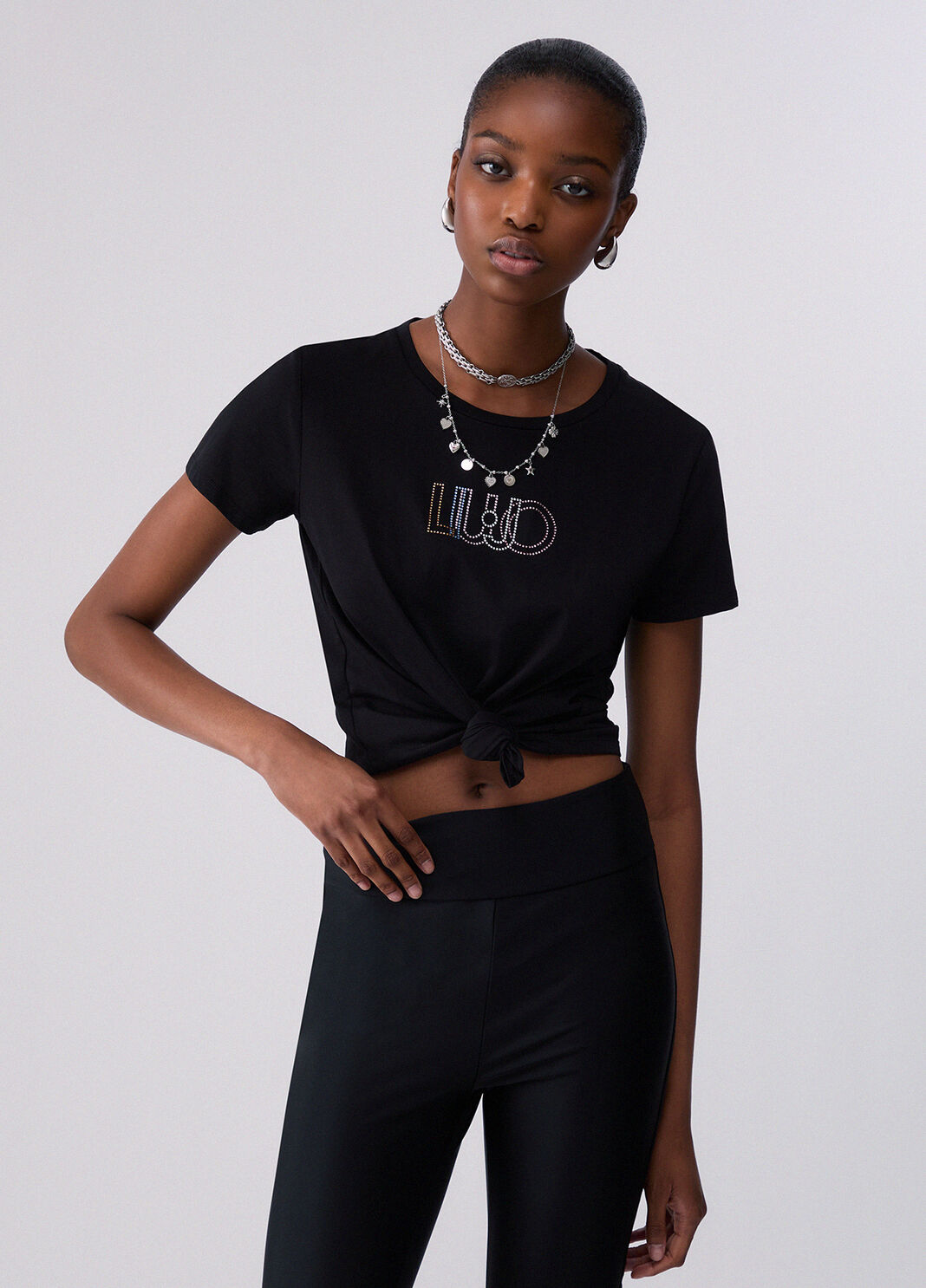 T-shirt with logo and rhinestones black/Liu Jo Liu Jo - large image number 0