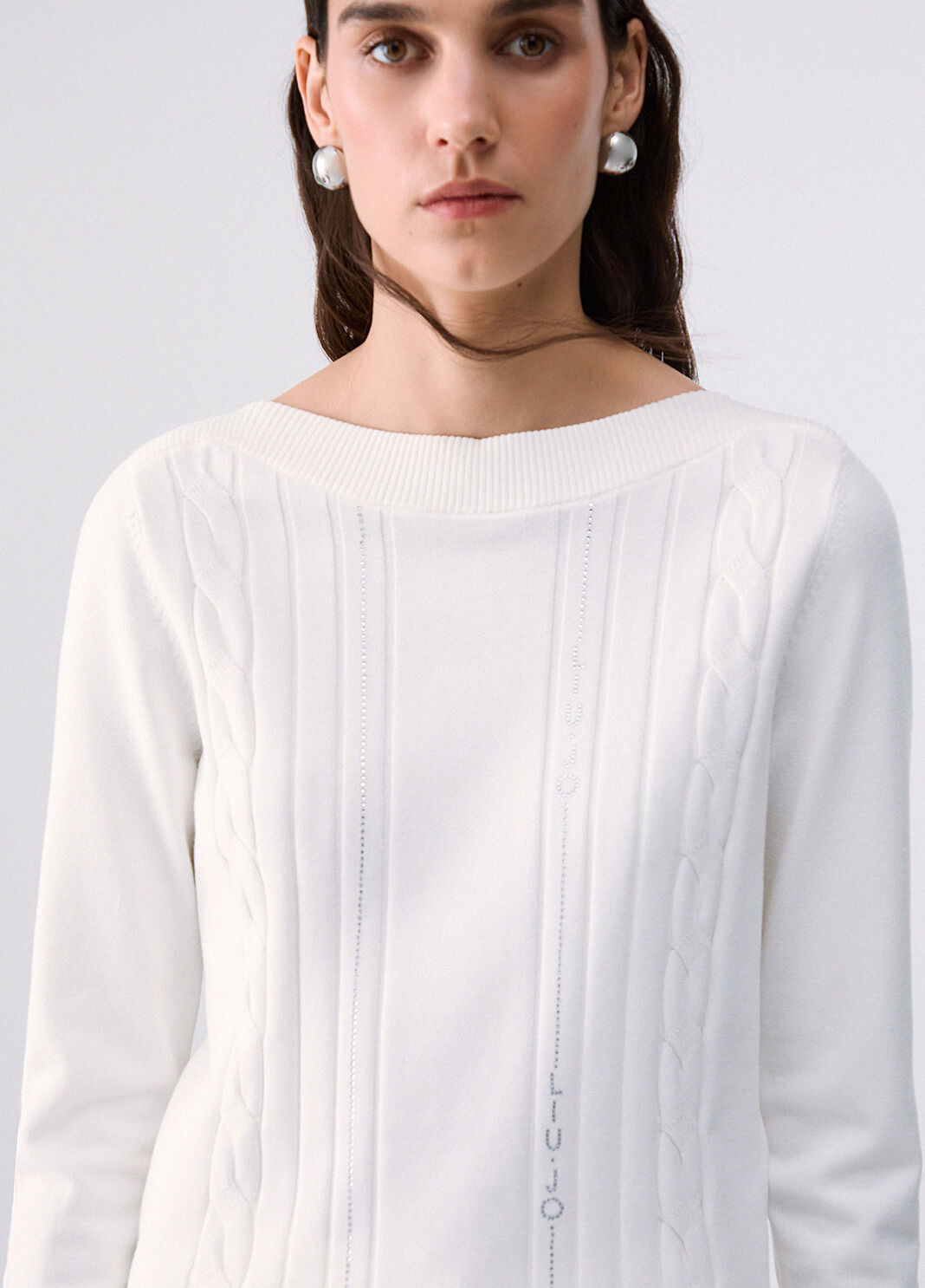 Sweater with Contrast Trim white wool Liu Jo - large image number 4