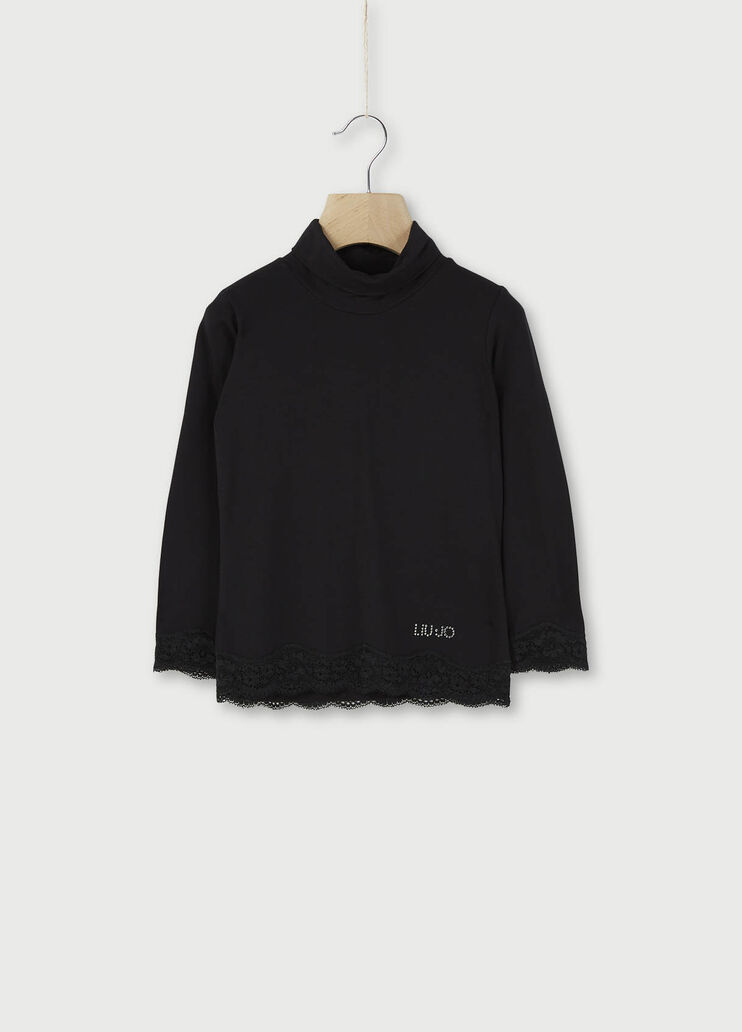 Turtleneck with lace Black Liu Jo - large image number 0