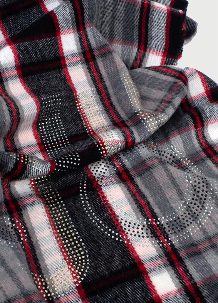 Check scarf with logo Grey Liu Jo - large image number 2 Check scarf with logo Grey Liu Jo - large image number 2