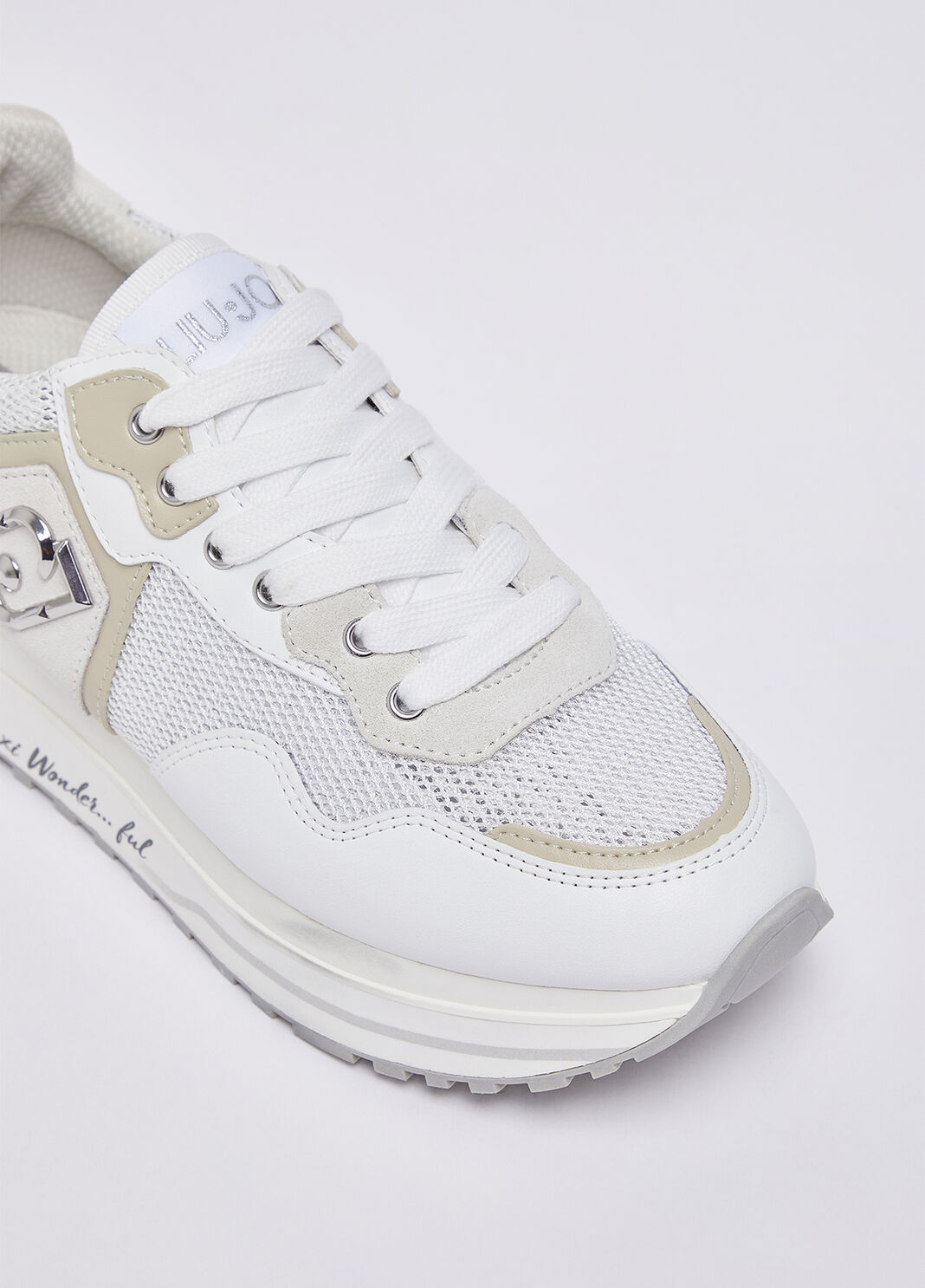 Sneakers platform in mesh con paillettes bianco Liu Jo - large image number 4