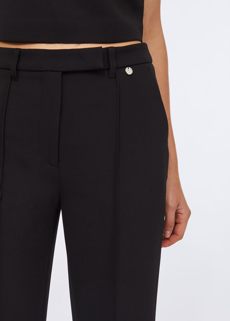 Pantalon évasé en cady noir Liu Jo - large image number 3 Pantalon évasé en cady noir Liu Jo - large image number 3