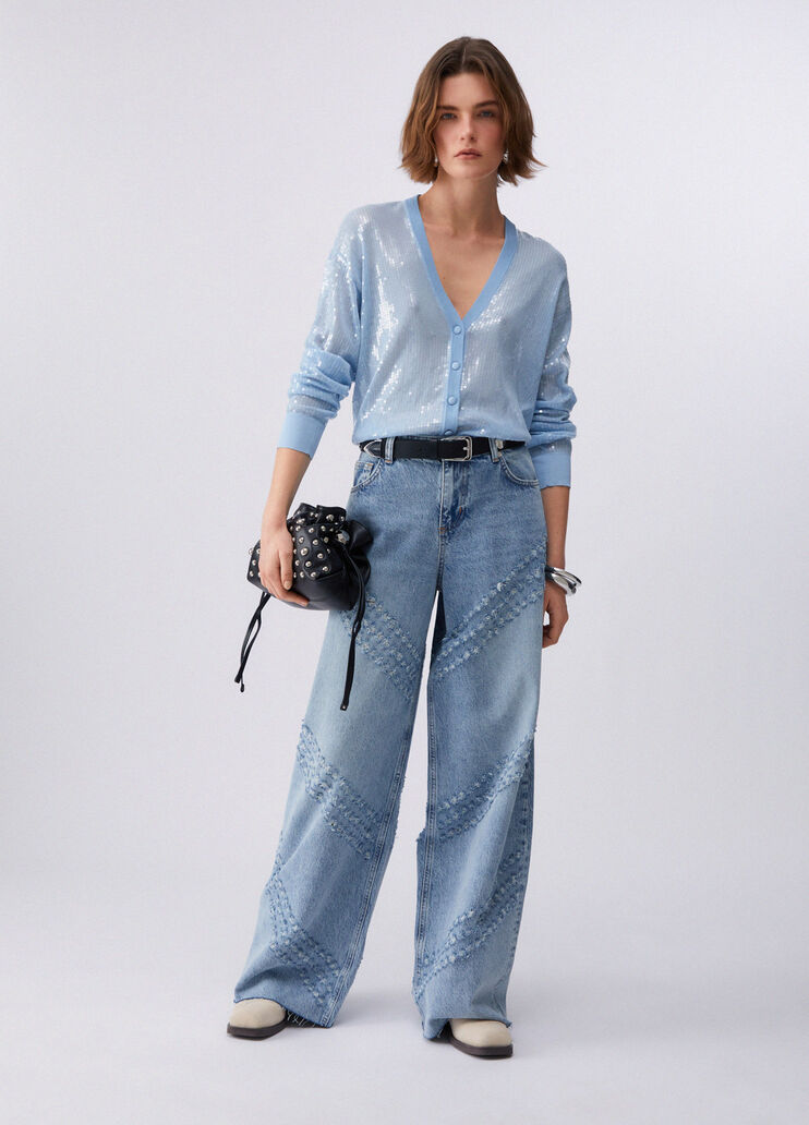 Cardigan mit Pailletten Hellblau Liu Jo - medium