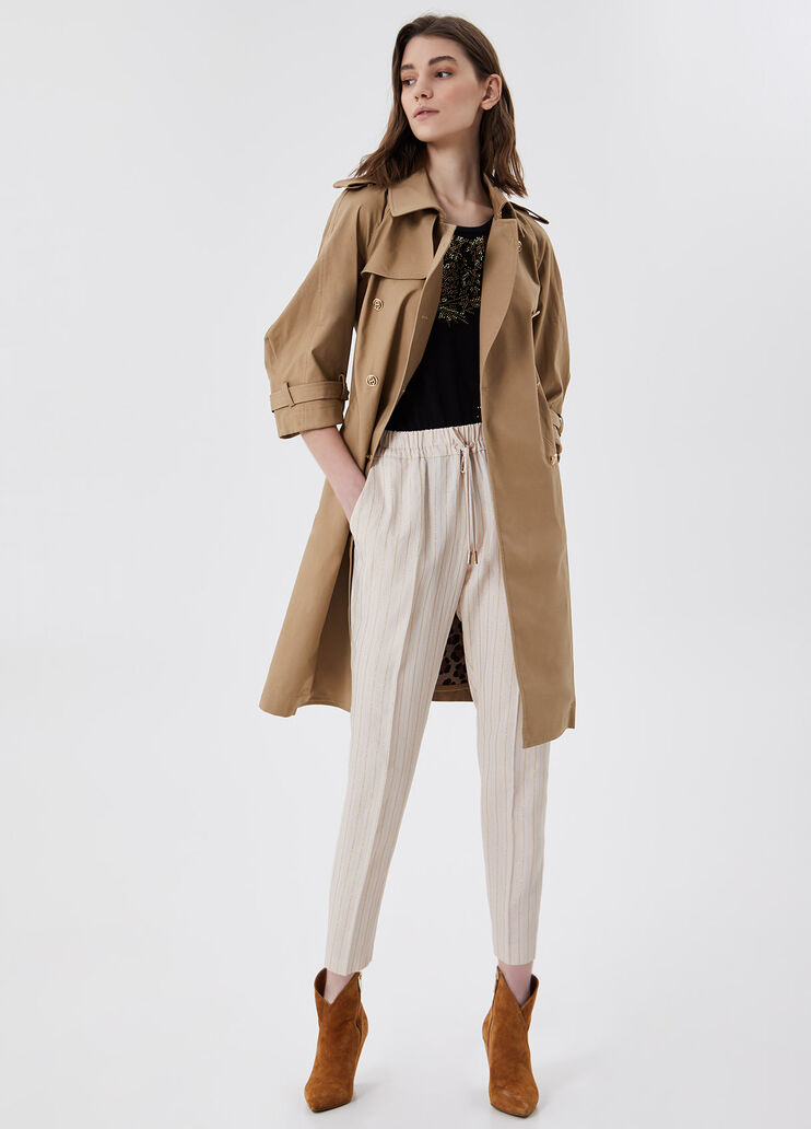 Брюки-джоггеры из экологичной ткани в тонкую полоску  Liu Jo - large image number 3